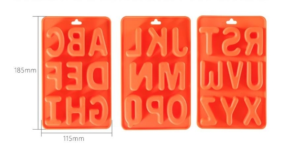 Vassoio di gomma del cubetto di ghiaccio di progettazione di 26 lettere, vassoi flessibili del cubetto di ghiaccio sani