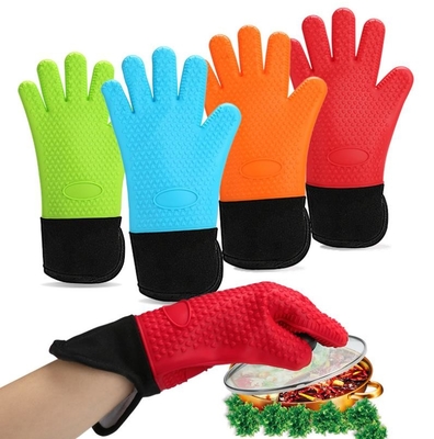 Pulizia facile di apertura del silicone della mano dei guanti di progettazione laterale lunga ad alta temperatura della manica