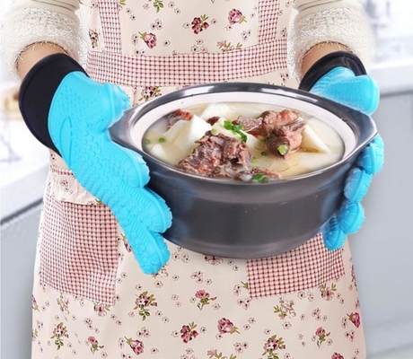 Pulizia facile di apertura del silicone della mano dei guanti di progettazione laterale lunga ad alta temperatura della manica