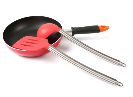 5 set di strumenti della cucina del silicone degli insiemi dei pc con la maniglia dell'acciaio inossidabile