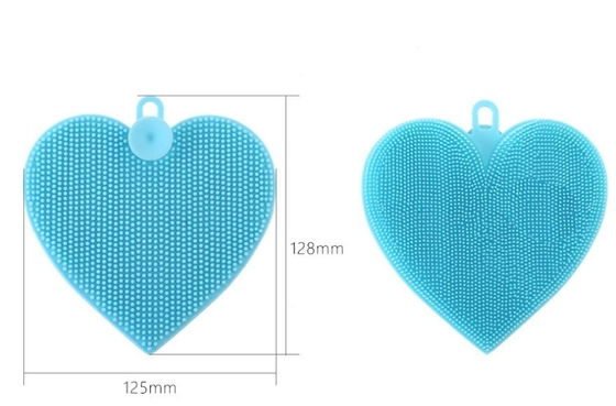 Spazzola di lavaggio del silicone del commestibile di forma del cuore per i piatti e la frutta di pulizia