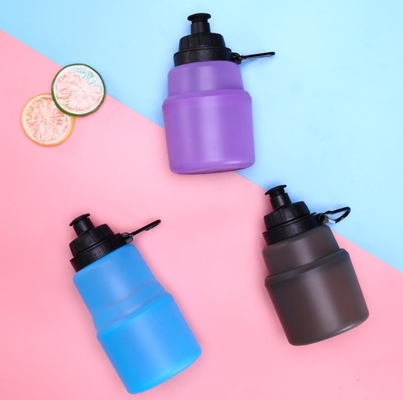 lo sport pieghevole del silicone 480ML imbottiglia il commestibile BPA libero con il logo su ordinazione