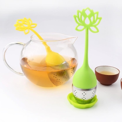 Filtro del tè del silicone del commestibile di forma del fiore di Lotus con il logo di stampa