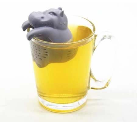 L'ippopotamo grigio di colore ha modellato il tè Infuser del silicone del commestibile di progettazione