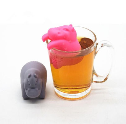 L'ippopotamo grigio di colore ha modellato il tè Infuser del silicone del commestibile di progettazione