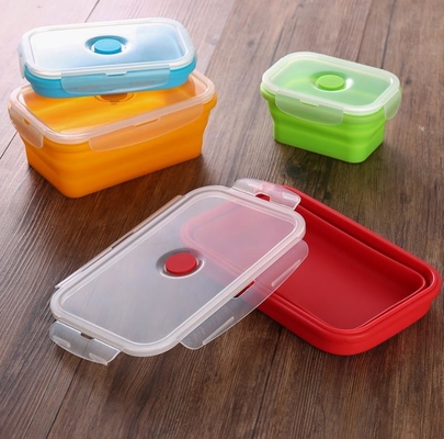 Un insieme della scatola di pranzo pieghevole del silicone di FDA dei contenitori di stoccaggio dell'alimento del silicone 4 per i bambini