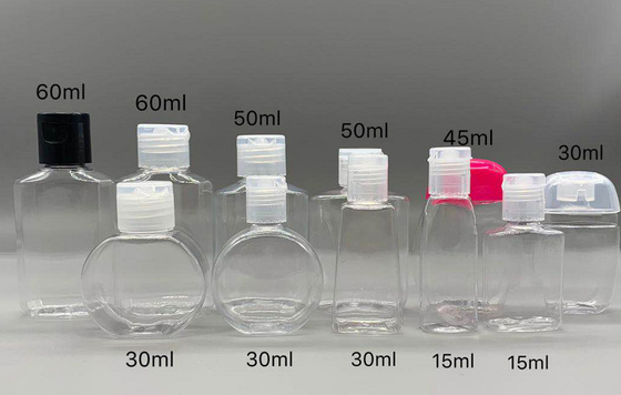 Bottiglie vuote dell'animale domestico di trasporto veloce, mini bottiglie del prodotto disinfettante della mano per 15~60ML